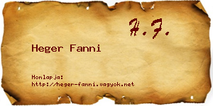 Heger Fanni névjegykártya